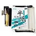 Japanese calligraphy set 9 parts, Shodo calligraphy pen (three brushes) and paper, inkstone and ink stick, non slip underlay, Paperweight, with clear case (Black edge/Clear case)