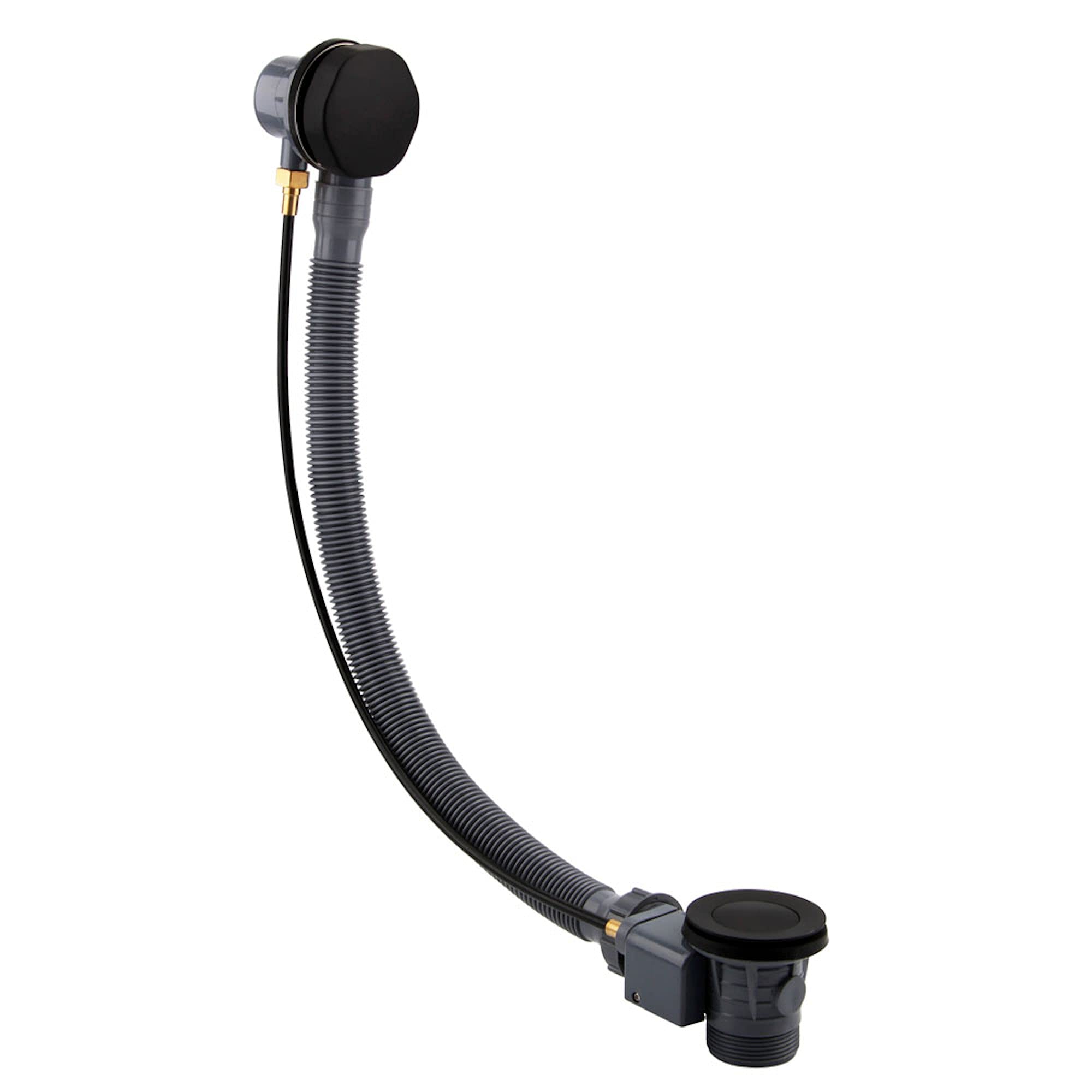 ENKI, W54, Matt Black Bath Waste with Overflow and Black Pop Up Waste