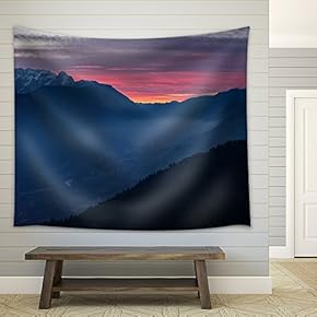 Mountain at Sunset - Fabric Wall Tapestry Home Decor - 51x60 inches