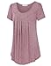 Lyking Women's Scoop Neck Pleated Blouse Top Short Sleeve Tunic Shirt(XXL,Red)
