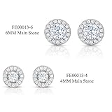 SPOIL CUPID 925 Sterling Silver CZ Diamond Classic Halo Stud Earrings in Yellow/Rose Gold/Rhodium Plated