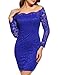 ACEVOG Women's Off Shoulder Lace Dress Long Sleeve Bodycon Casual Dresses (Small, Blue)