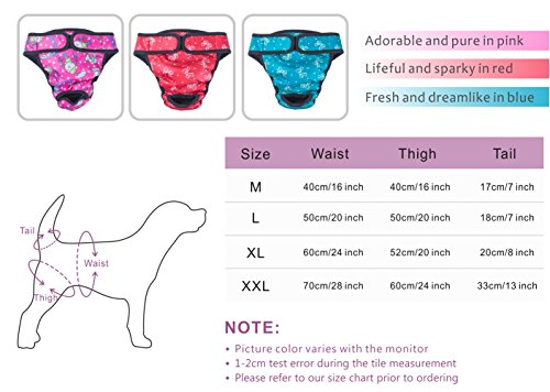 PETBABA Female Dog Diapers, 3 Pcs Period Pants, Reusable Washable Cover Up Panties, Adjustable Nappies Suitable Medium to Large Women Girl in Heat Season in L
