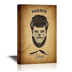 Beard Art Skull with Beard Barbershop Concept