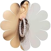 Andelaisi Boho Circle Pearl Earrings Vintage Circle Pearl Hoop Earrings Gold Pearl Circle Drop Earrings Large Circle Round Pearl Earrings Jewelry for Women