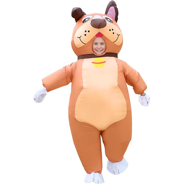 Adult Bulldog Inflatable Costume – Full Body Brown Puppy Costume For Halloween, Parties, Cosplay