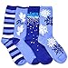 TeeHee Christmas Holiday Fun Crew Socks for Women 4-Pairs Peace Dove Snowflake Blue White