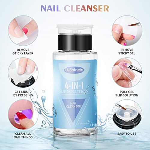 UShinein 200ml Nail Slip Solution, 4in1 Poly Nail Gel Slip Solution