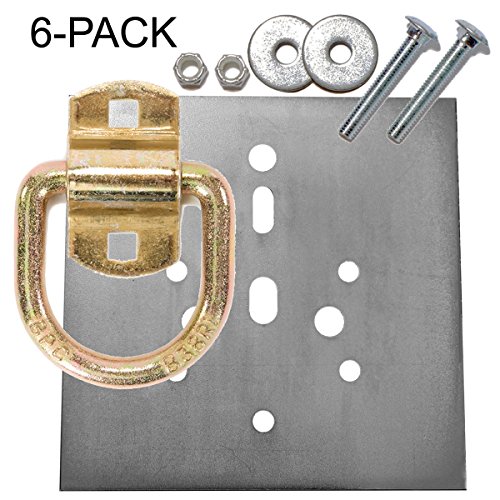 Sierra Pacific EngineeringHeavy Duty D-Ring 12,240 lb Cap. Tiedown and Backing Plate w/ 2-1/2" Hardware, 6-Pack
