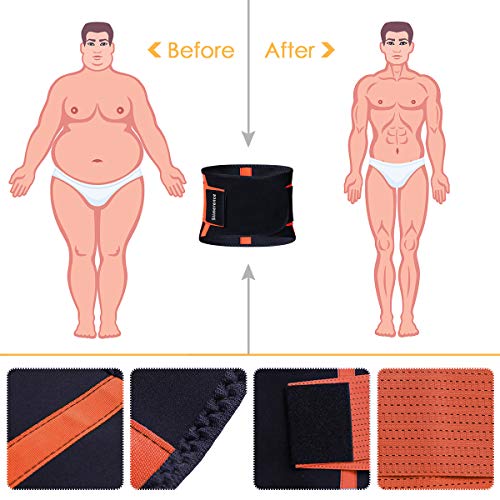 Slimerence Sweat Waist Trimmer, Lumbar Support Belt, Waist Trainer Adjustable Sauna Ab Belt for Shapewear, Lose Weight, Trainer Belt, Pain Relief, Sports Orange S