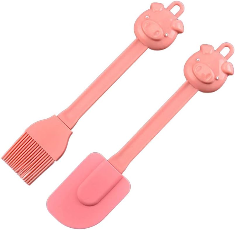 Upkoch 1 Set Cartoon Baking Tool Pig Shape Brush Spatula Eco Friendly Silicone Baking Tool For Children Kids Toddler Pink Amazon Co Uk Grocery