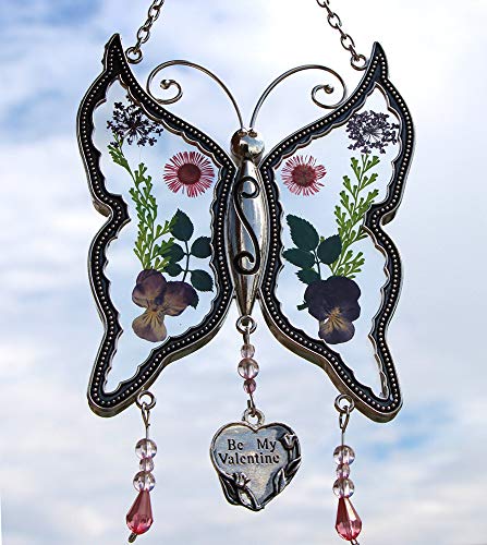3 Butterfly+Suncatchers+Valentine+Pressed+Embedded