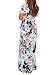 Lovezesent Women Summer Short Sleeve Criss Cross Back Floral Printed Casual Loose Plain Flowy Long Maxi Dresses Holiday Party Navy Small