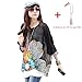 DOINSHOP Lady Black Batwing Sleeve Chiffon Shirt Bohemian Tops Oversized Blouse (XL)