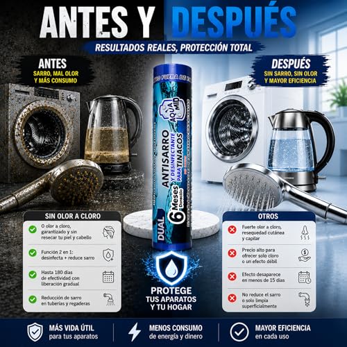 Sistema Dual Desinfectante y Antisarro para Tinaco | Mejora Calidad del Agua | Para Depósitos de 450 a 1100 L | 6 Meses de Protección - 3 Unidadades