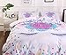 Reolmide Dreams Unicorn Bedding Twin for Girls and Kids Gifts for Teens or Little Unicorn Lovers Fancy Bedroom Decor Pretty Bed Set with Pink and Purple Flowers Duvet Cover and Pillow Shams (3 pcs)