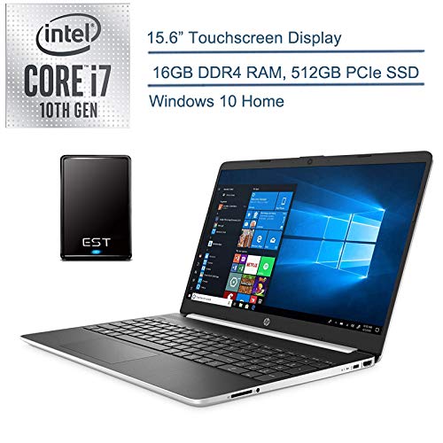2020 HP 15.6″ Touchscreen Laptop Computer/ 10th Gen Intel Quard-Core i7 1065G7 up to 3.9GHz/ 16GB DDR4 RAM/ 512GB PCIe SSD/ 802.11ac WiFi/ Silver/ Windows 10 + EST 320GB External Hard Drive