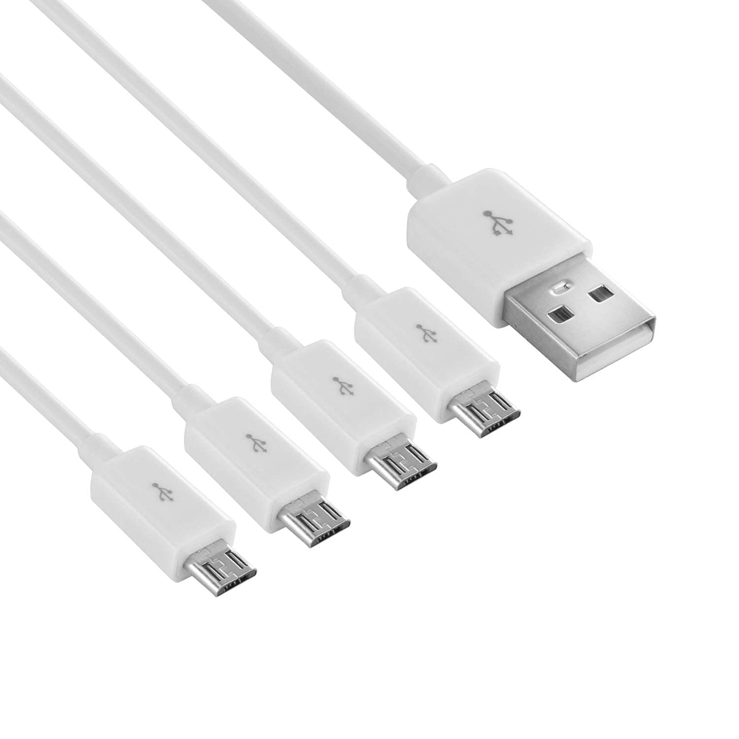 BLKing Multi Micro USB Charging Cable, 4 in 1 USB Male to 4 Micro USB Male, micro usb splitter Fast charge cable(White 0.5m)