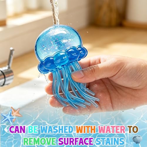 2Pcs Jellyfish Squeeze Toys, Drop Malt Sugar Balls Relieve Stress, Fidget Toy with a Super Solid for Kids, Sensory Toys for Anxiety and Stress Relief, Summer Party Gifts for Kids and Adult