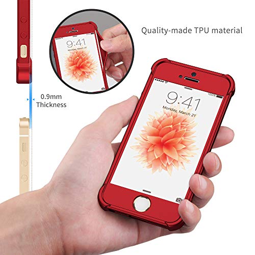 Moex Cover In Silicone Per IPhone 5/5s/SE (2016) - Effetto Alluminio Spazzolato, Colore Rosso Vinaccia - 2