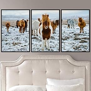 signwin 3 Piece Framed Canvas Wall Art Horsing...