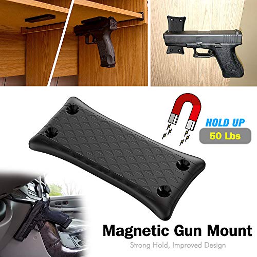 2-Pack Gun Magnet Mount, 50 Lbs Rating,Rubber Coated Gun Holder for Pistol, Handgun, Shotgun, Rifles, Revolvers, Safe, Hunting, Firearm Accessories, Using in Car, Truck, Wall, Desk, Vehicle and Home - Thumbnail 3