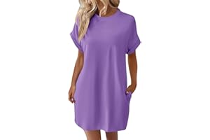 DPKLAD Women’s Casual Summer T Shirt Dress Loose Short Sleeve Tunic Dress with Pocket for Women