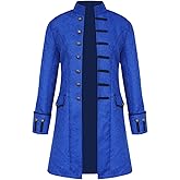 Mens Vintage Tailcoat Steampunk Jacket Gothic Costume for Halloween Cosplay Medieval Victorian Frock Coat Long Uniform