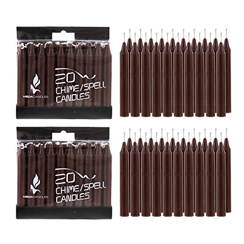 Mega Candles - Unscented 4" Mini Chime Ritual Spell Taper Candle - Brown, Set of 40