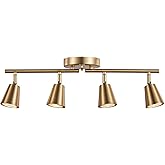 CRAFTRONOS 4 Light Track Lighting Kit, Matt Brass Finish Adjustable with Moden Flush Mount Ceiling Spotlight for Kitchen,Livi