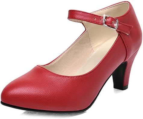 Amazon.com | Exclusive Shoebox Women's Mary Jane Oxford Pump Shoes Retro Pointed Toe Buckle 