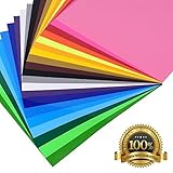 Heat Transfer Vinyl Bundle | 12 Sheets + 1 Bonus Teflon Sheet Iron On | HTV Silhouette for Cameo, Cricut, Die-Cut or Heat Press Machine | Assorted Colors | 12