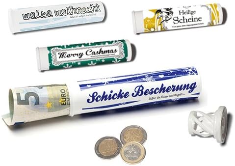 Set of 4 Money & Drugs Style Gift Tube Mix I Love Gifts Christmas Modern Time + + + No. 1 Set of 4 Fun Designs + + +