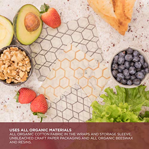 Beeswax Food Wrap - Reusable Beeswax Wrap - Eco Friendly Plastic Wraps Replacement. Eco Friendly Gifts. 100% Organic Cotton, All Natural Food Grade Wax and Cloth (3) - Thumbnail 2