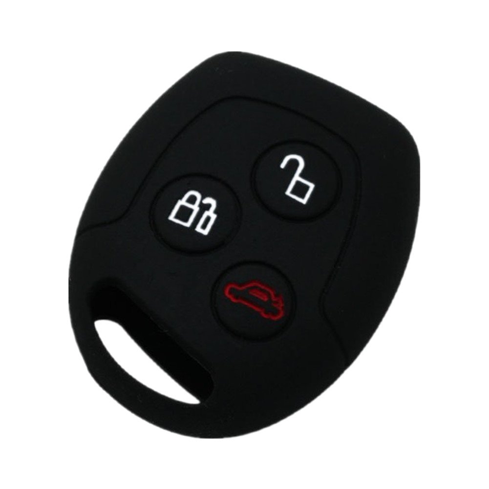Happyit Silicone Car Key Remote Control Cover Case for Ford Mondeo Fiesta Focus C-Max KA GALAXY 3 Button Key (Black)