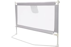 BabyAlly Bed Rail for Toddlers, Foldable Bed Rails Quick Assembly, Height Adjustable Bed Rail Guard with Steady U-Shape Base for Toddlers, Baby, Kids (1, 1 Side 74.8'')