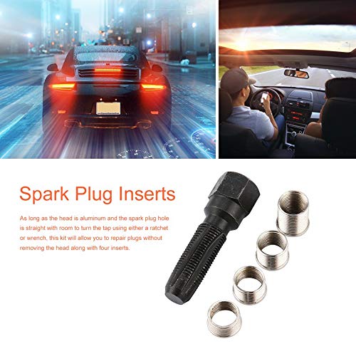 MqbY 5PCS Spark Plug Carbon Steel Cylinder Head Re Thread Rethreader Repair Tap Kit Rethread Tool Reamer Inserts Kit