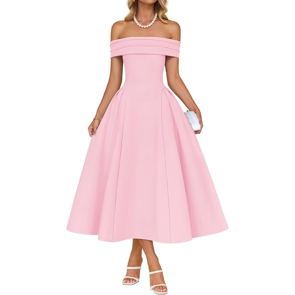 Amazon.com: Memoriesea Women's Elegant Square Neck Swing A Line Wedding  Evening Party Midi Dress Apricot : Clothing, Shoes & Jewelry