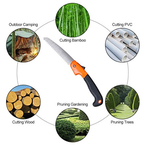 LINGSFIRE Folding Hand Saw, 7-Inch Camping Pruning Saw Manganese Steel Trim Pruner Heavy Duty Dry Wood Pruning Saw with Safety Lock Gardening Tool for Tree Shrubs, Non-Slip Ergonomic Handle - Thumbnail 6