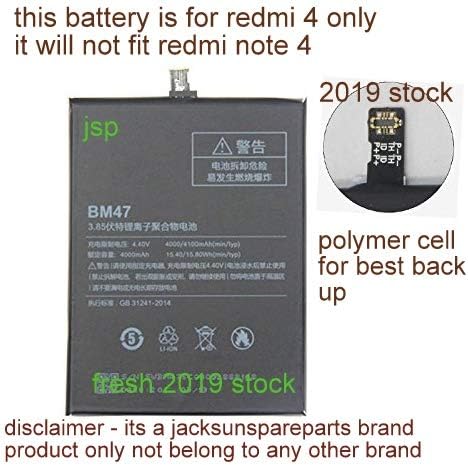 jacksunspareparts Bm47 4050mAH Battery for Xiaomi Redmi 4