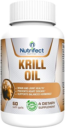 Nutrifect Nutrition 100% Antarctic Krill Oil with Super Antioxidant Astaxanthin, Omegas 3, 6, and 9, DHA and Phospholipids, 30 Soft Gel Capsules