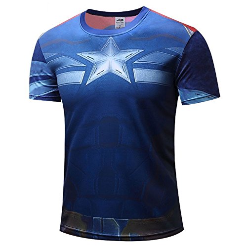 COOL Men's Compression Fitness Tee,Super Heros Series Quick-dry Gym Shirt