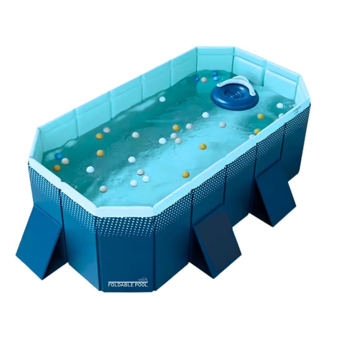 INDUSTEX Foldable Swimming Pool -600L- PVC Garden Paddling Pool – Portable Rectangular Outdoor Pool 180x110x50cm – Easy Assembly, Durable & Space-Saving Summer Family Pool