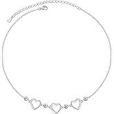Alphm S925 Sterling Silver Heart Choker Short Dainty Adjustable Pendant Necklac for Women Jewelry