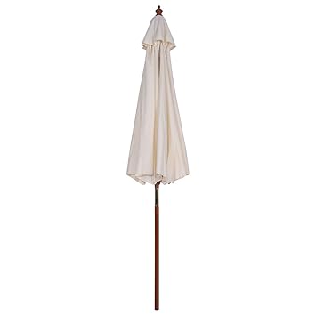 Beige 3 Adjustable Position 10FT Patio Wooden Umbrella
