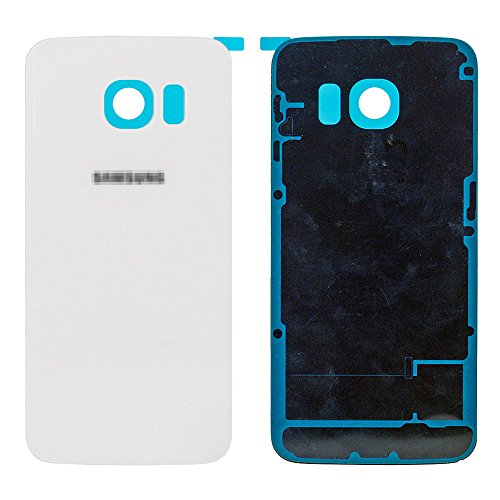 LUVSS New Back Glass Replacement for Samsung Galaxy S6 Edge G925 (All Carriers) Rear Cover Glass Panel Case Door Housing with Adhesive Preinstalled Repair Part (White)