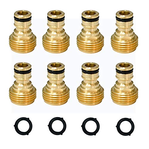 HQMPC Garden Hose Quick Connector 3/4 inch GHT Brass Easy Connect Fitting Male Only (3/4" 8PCS)