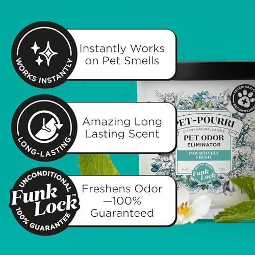 PET-POURRI PAWSITIVELY FRESH PET ODOR DEODORIZER CANDLE, BURNS UP TO 45 HOURS, AROMATHERAPY & AIR FRESHENER WITH ESSENTIAL OILS, PLANT BASED INGREDIENTS & WAX, VET APPROVED, JASMINE PEAR SCENT