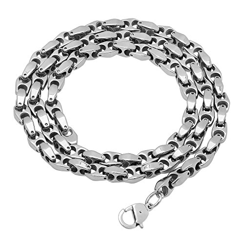 Men's 6mm Durable Tungsten Smoothly Angled Puffed Mariner Link Chain Necklace, 24" + Cleaning Cloth