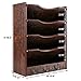 PAG 5-Tier Wood Hanging Wall File Holder Organizer Magazine Literature Rack with 6 Hooks, Retro Brown